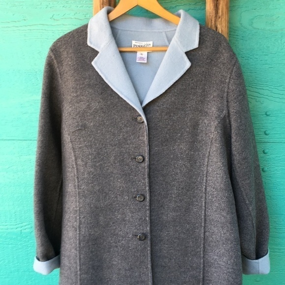 PENDLETON REVERSIBLE VINTAGE MERINO WOOL COAT - Picture 1 of 13
